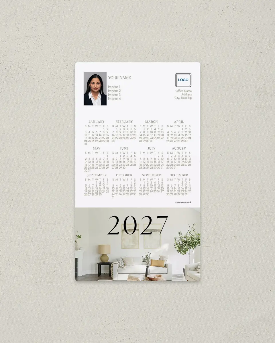 This is a 4" x 7" Full Magnet Calendar called Modern Living printed in full color with a Standard Gloss finish