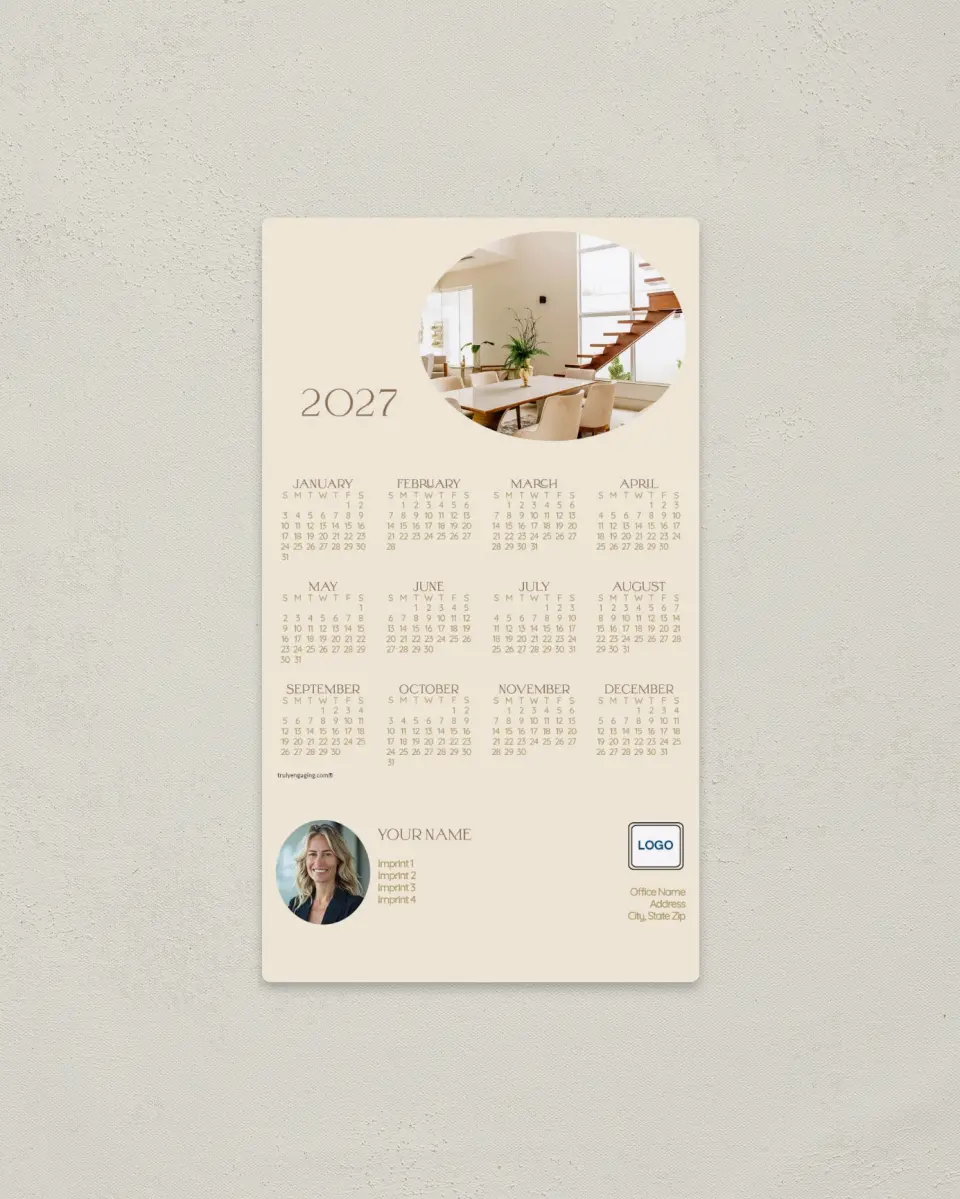 This is a 4" x 7" Full Magnet Calendar called Sweet Abode printed in full color with a Standard Gloss finish