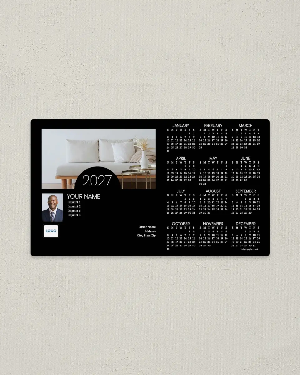 This is a 4" x 7" Full Magnet Calendar called Modern Manor printed in full color with a Standard Gloss finish