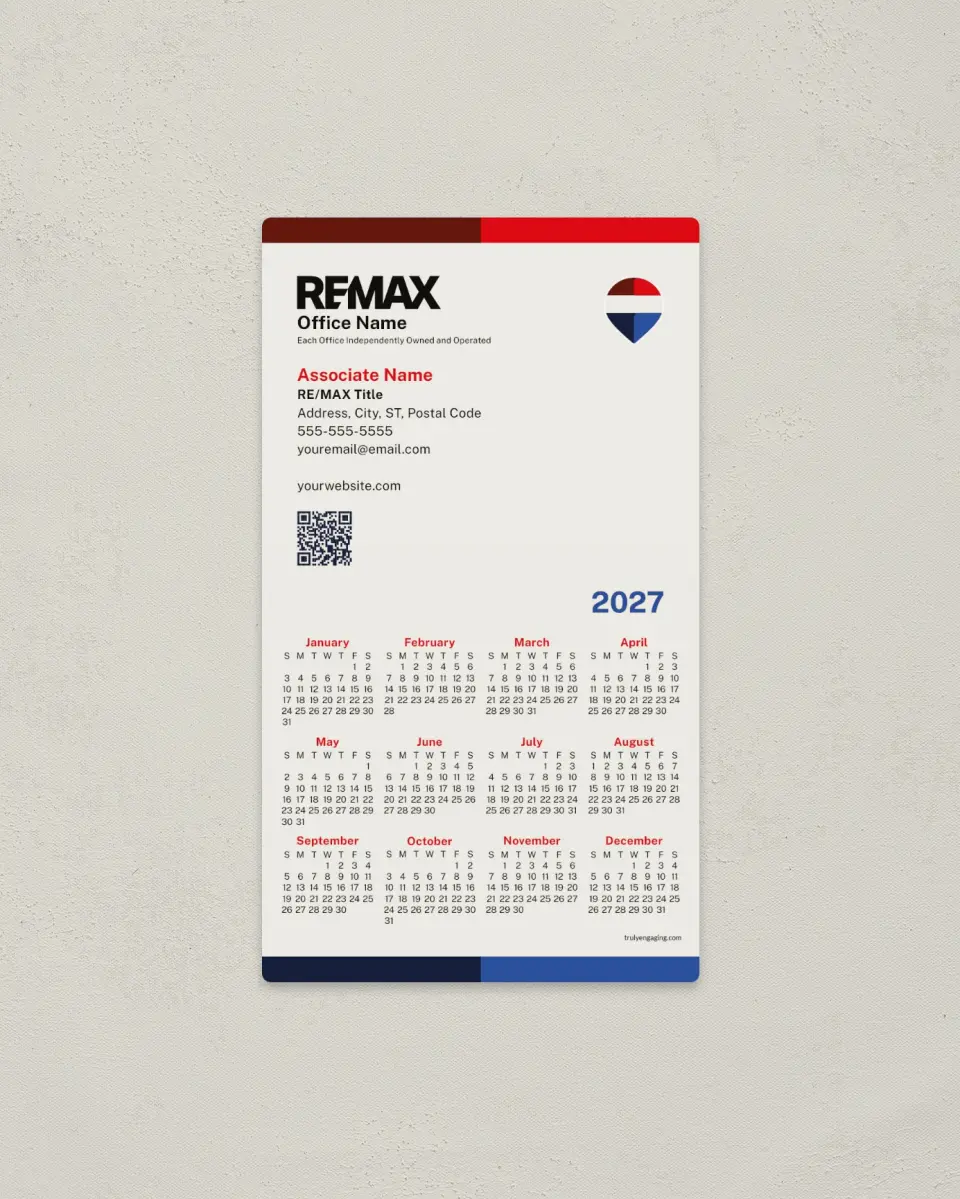 This is a 4" x 7" REMAX Calendar called REMAX Bold Bands printed in full color with a Standard Gloss finish
