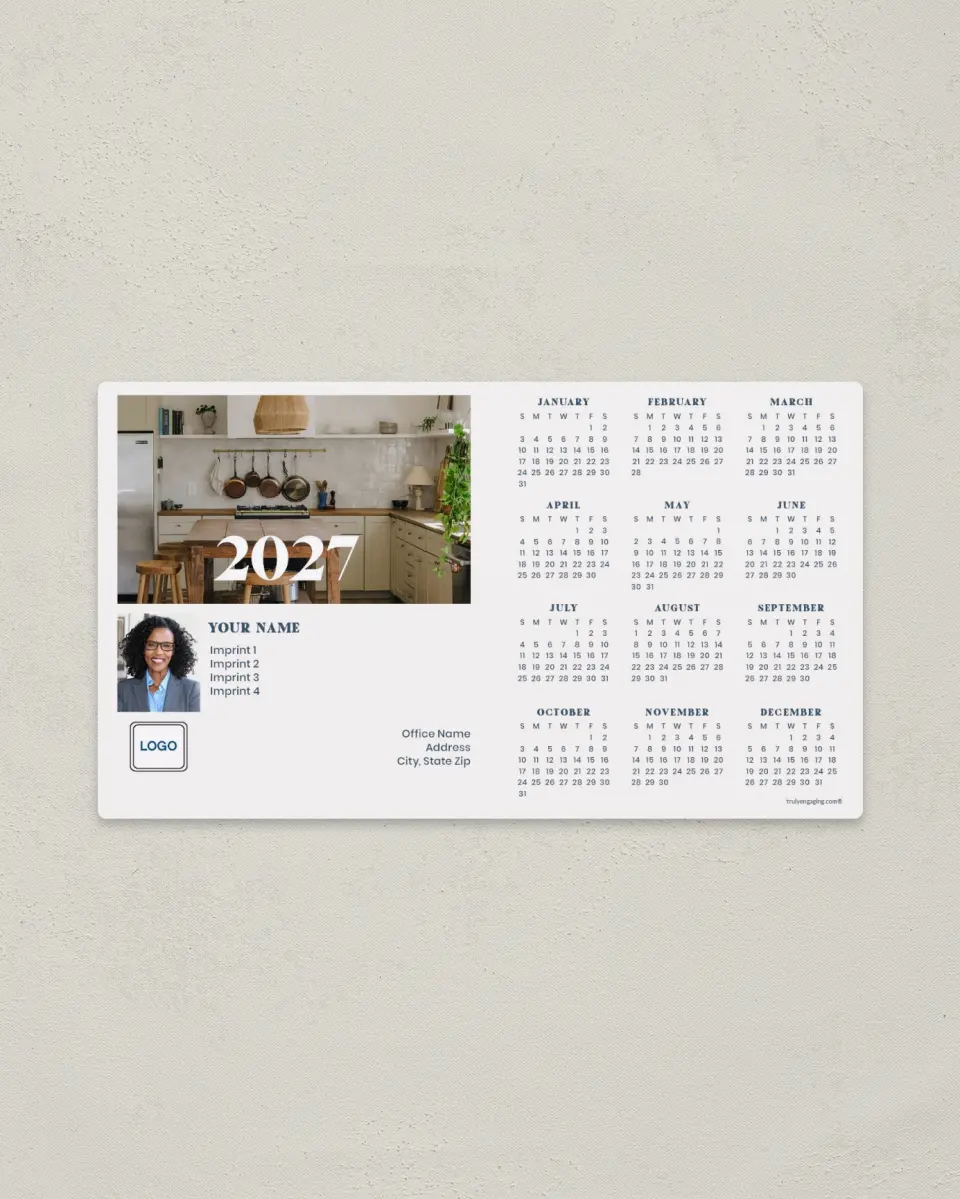 This is a 4" x 7" Full Magnet Calendar called Home Base printed in full color with a Standard Gloss finish