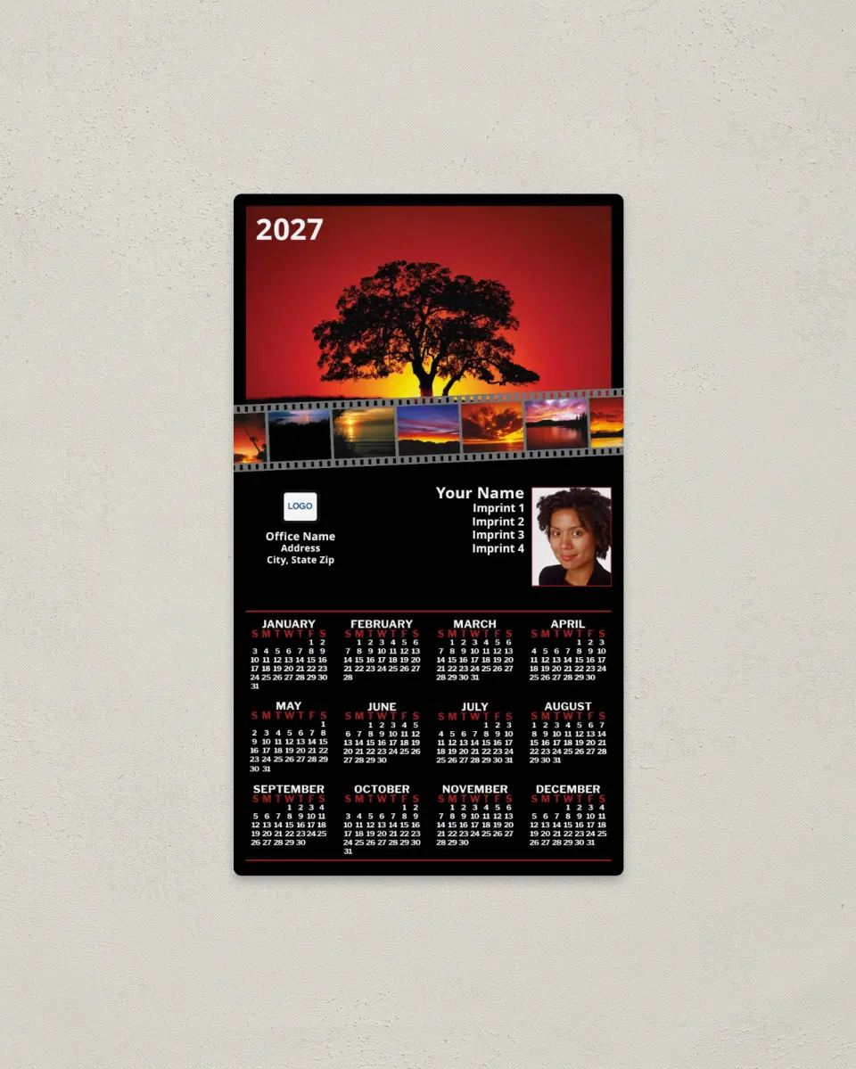 This is a 4" x 7" Full Magnet Calendar called Sunset Classic Collection printed in full color with a Standard Gloss finish