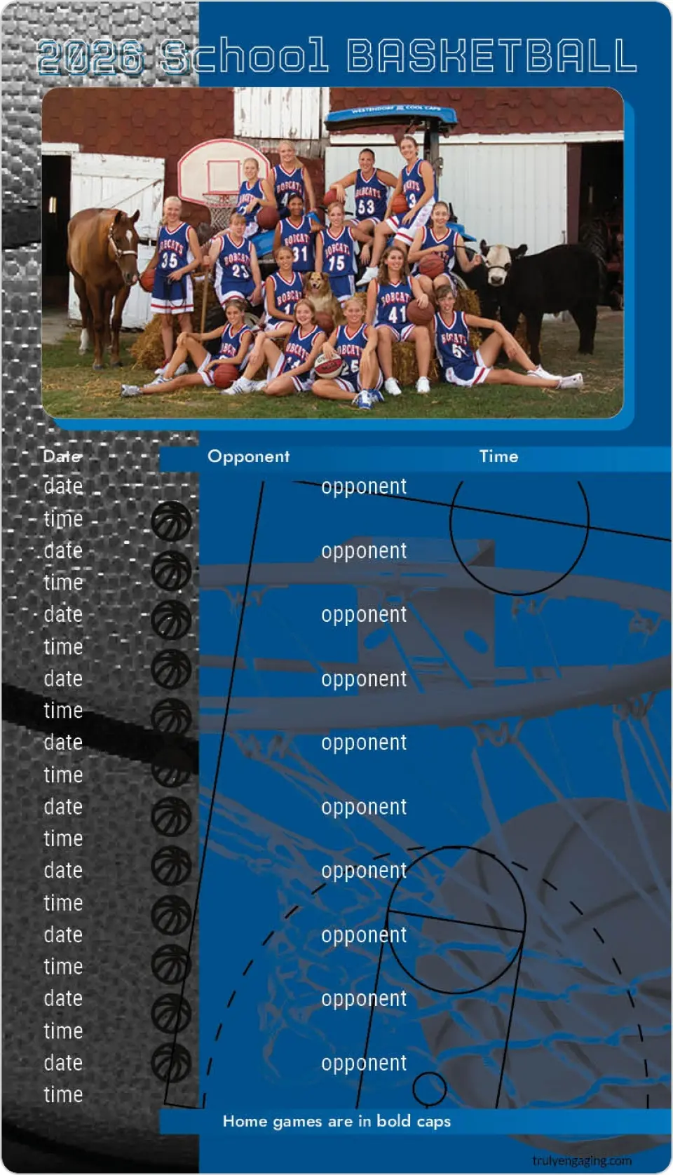 This is a 4" x 7" School Activity Magnet called Basketball with Photo printed in full color