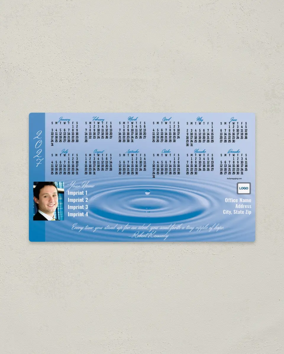 This is a 4" x 7" Full Magnet Calendar called Water Drop with Quotation printed in full color with a Standard Gloss finish