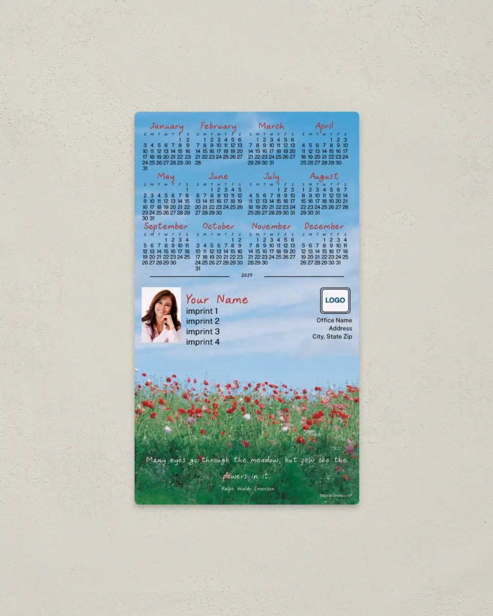This is a 4" x 7" Full Magnet Calendar called Flowers with Quotation printed in full color with a Standard Gloss finish