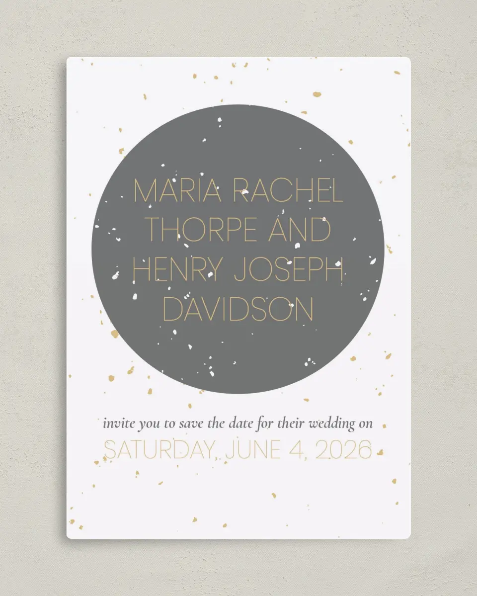 This is a 5" x 7" Save the Date Magnet called Truly, Madly, Deeply printed in full color with a Luxe Satin finish