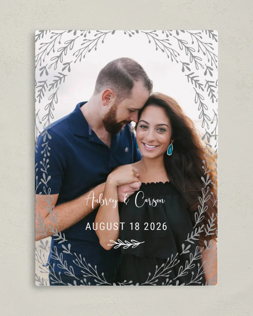 This is a 5" x 7" Save the Date Magnet called Radiant Meadow printed in full color with a Luxe Satin finish