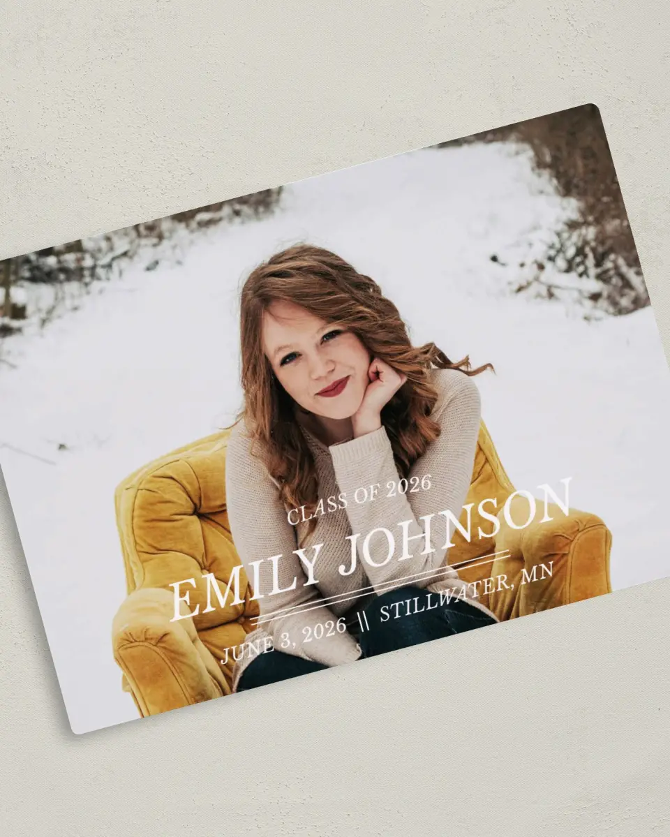 This is a 5" x 7" Graduation Announcement Magnet called Savvy Success printed in full color with a Luxe Satin finish