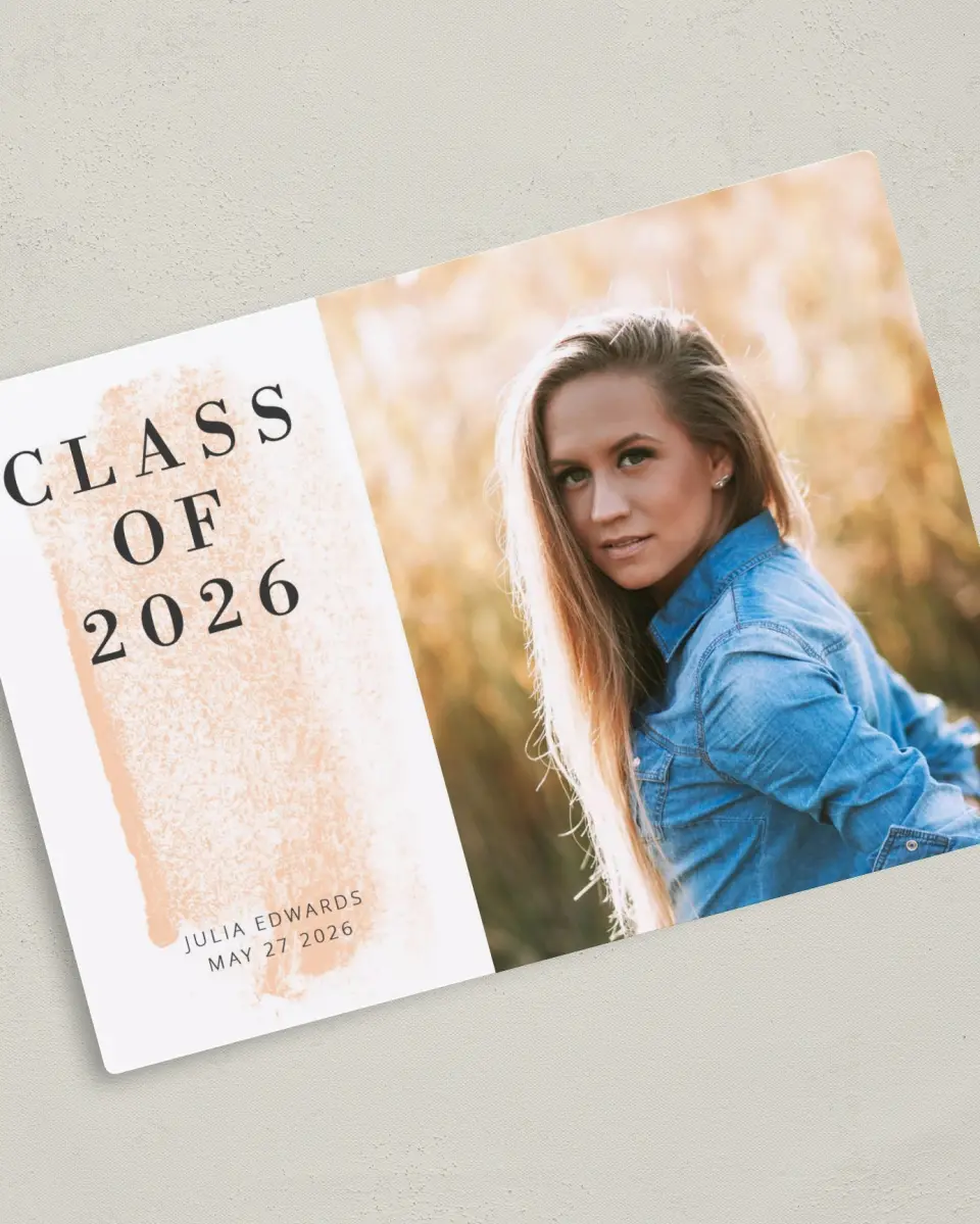 This is a 5" x 7" Graduation Announcement Magnet called Tranquil Tribute printed in full color with a Luxe Satin finish
