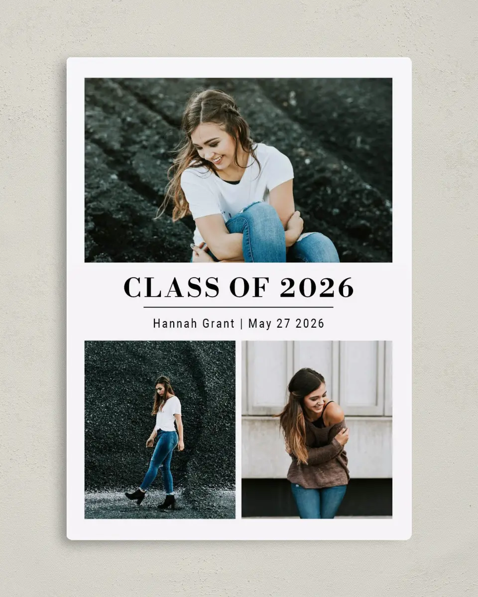 This is a 5" x 7" Graduation Announcement Magnet called Marvelous Marble printed in full color with a Luxe Satin finish