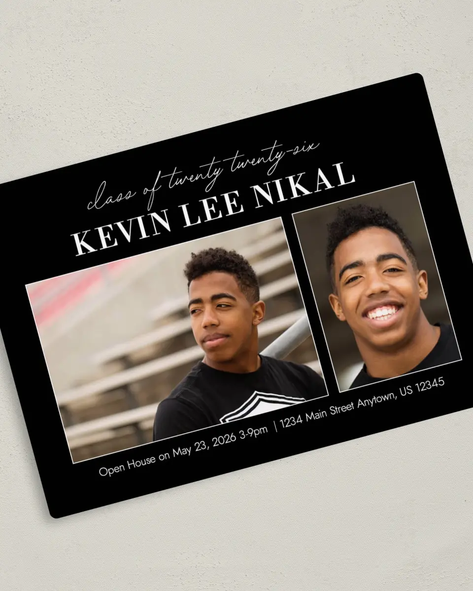 This is a 5" x 7" Graduation Announcement Magnet called Shining Moment printed in full color with a Luxe Satin finish