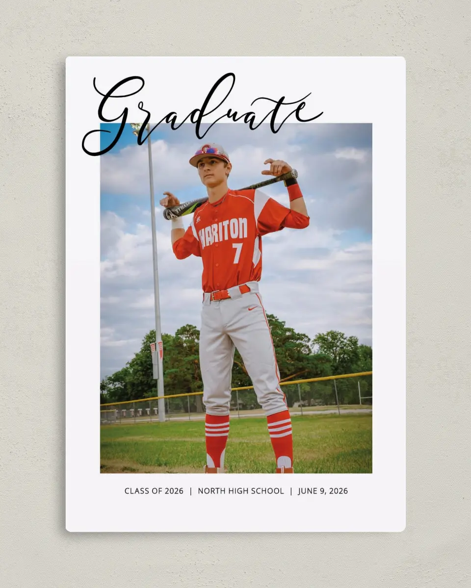 This is a 5" x 7" Graduation Announcement Magnet called Grad Gallery printed in full color with a Luxe Satin finish