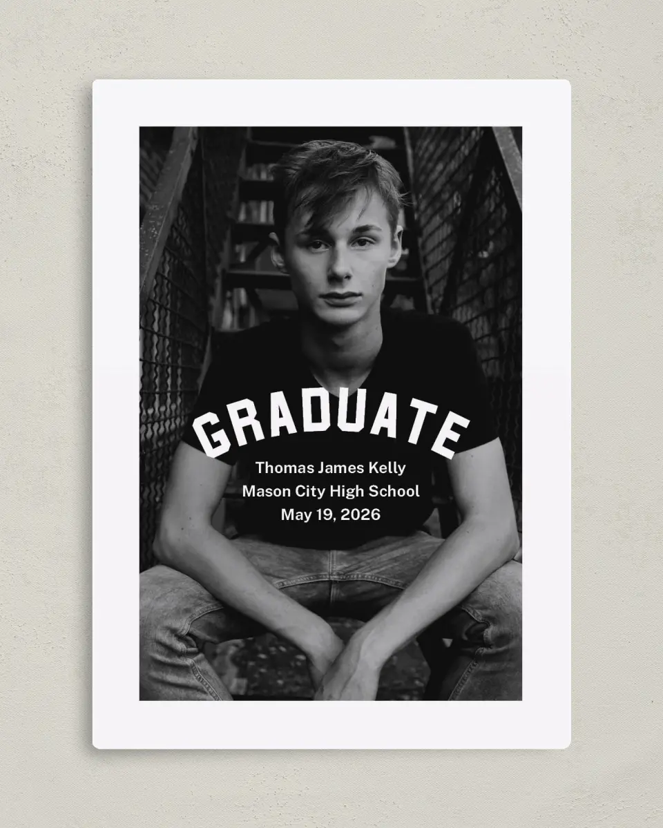 This is a 5" x 7" Graduation Announcement Magnet called Class Congrats printed in full color with a Luxe Satin finish