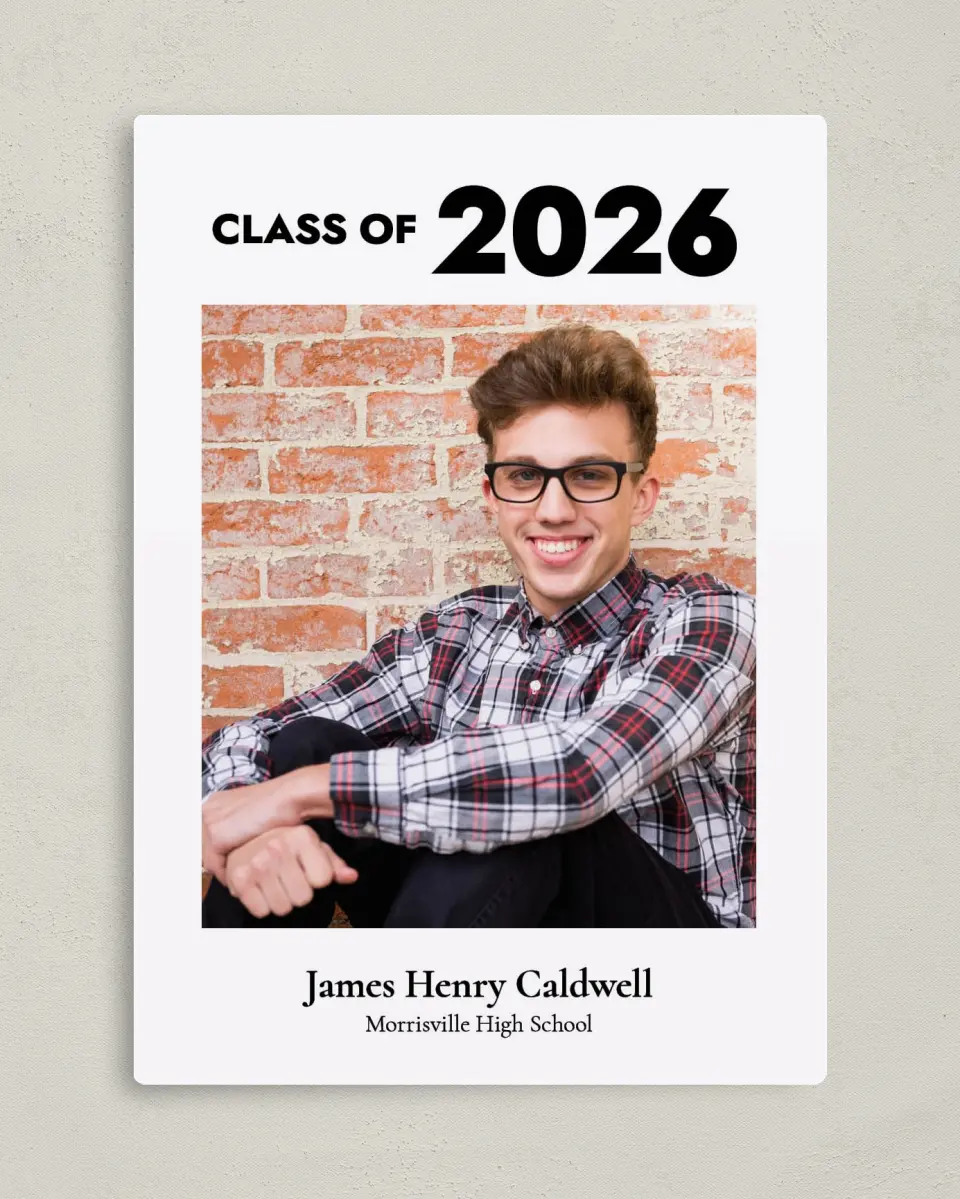 This is a 5" x 7" Graduation Announcement Magnet called Classy Grad Gallery printed in full color with a Luxe Satin finish