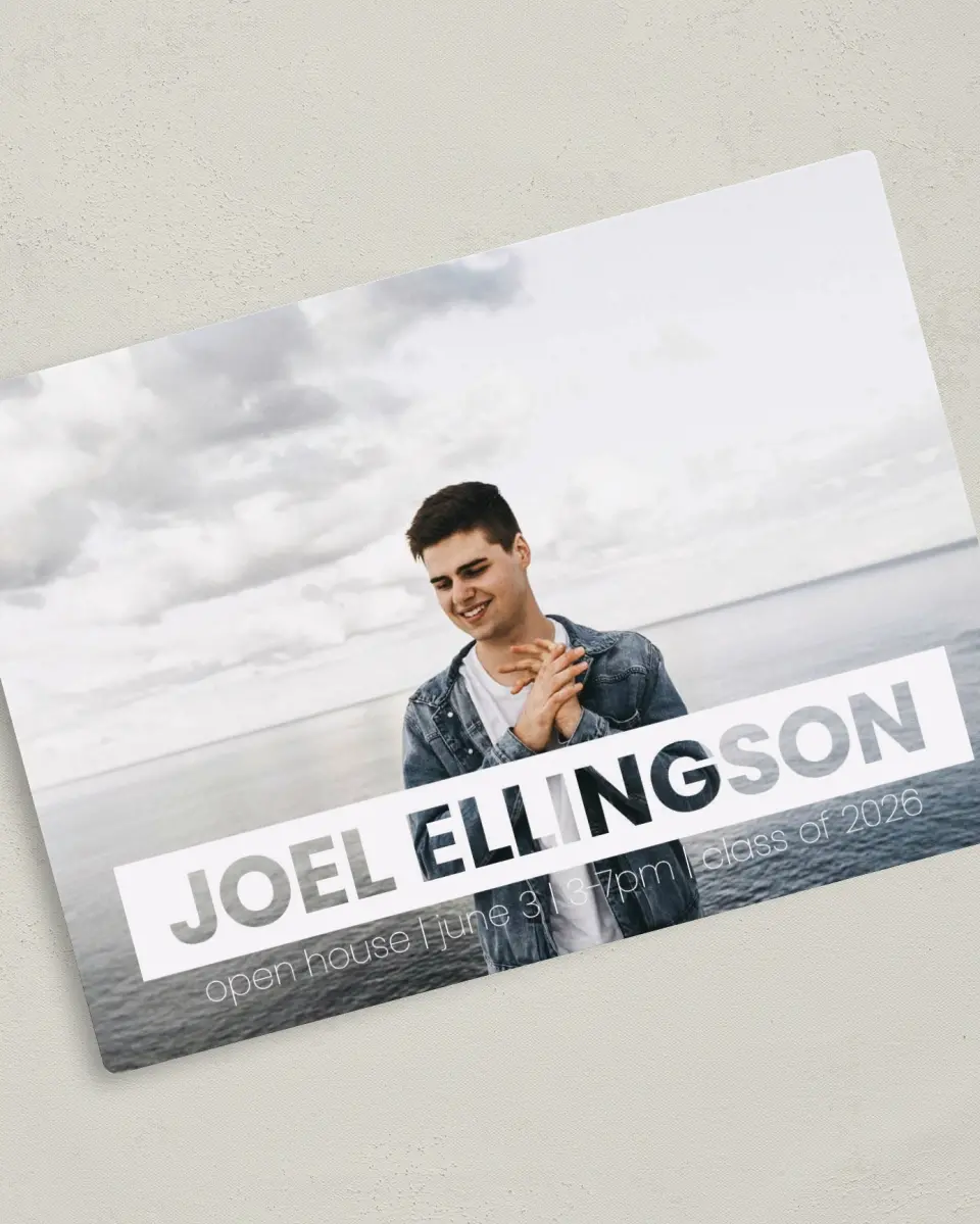 This is a 5" x 7" Graduation Announcement Magnet called Plaid Class printed in full color with a Luxe Satin finish