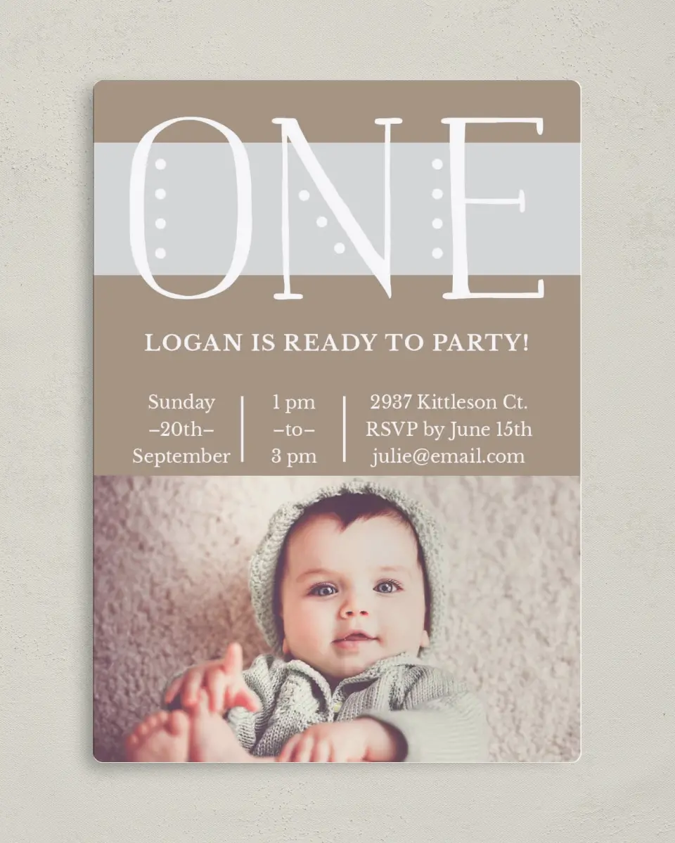 This is a 5" x 7" Birthday Party Invitation called Best Party printed in full color with Silver foil and a Luxe Satin finish