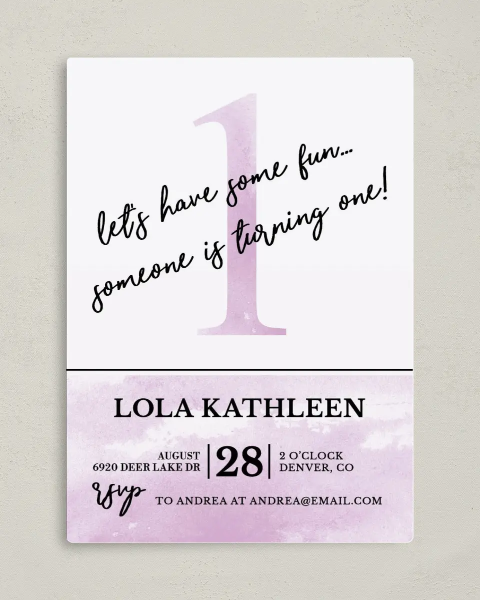This is a 5" x 7" Birthday Party Invitation called Have Some Fun printed in full color with Silver foil and a Luxe Satin finish