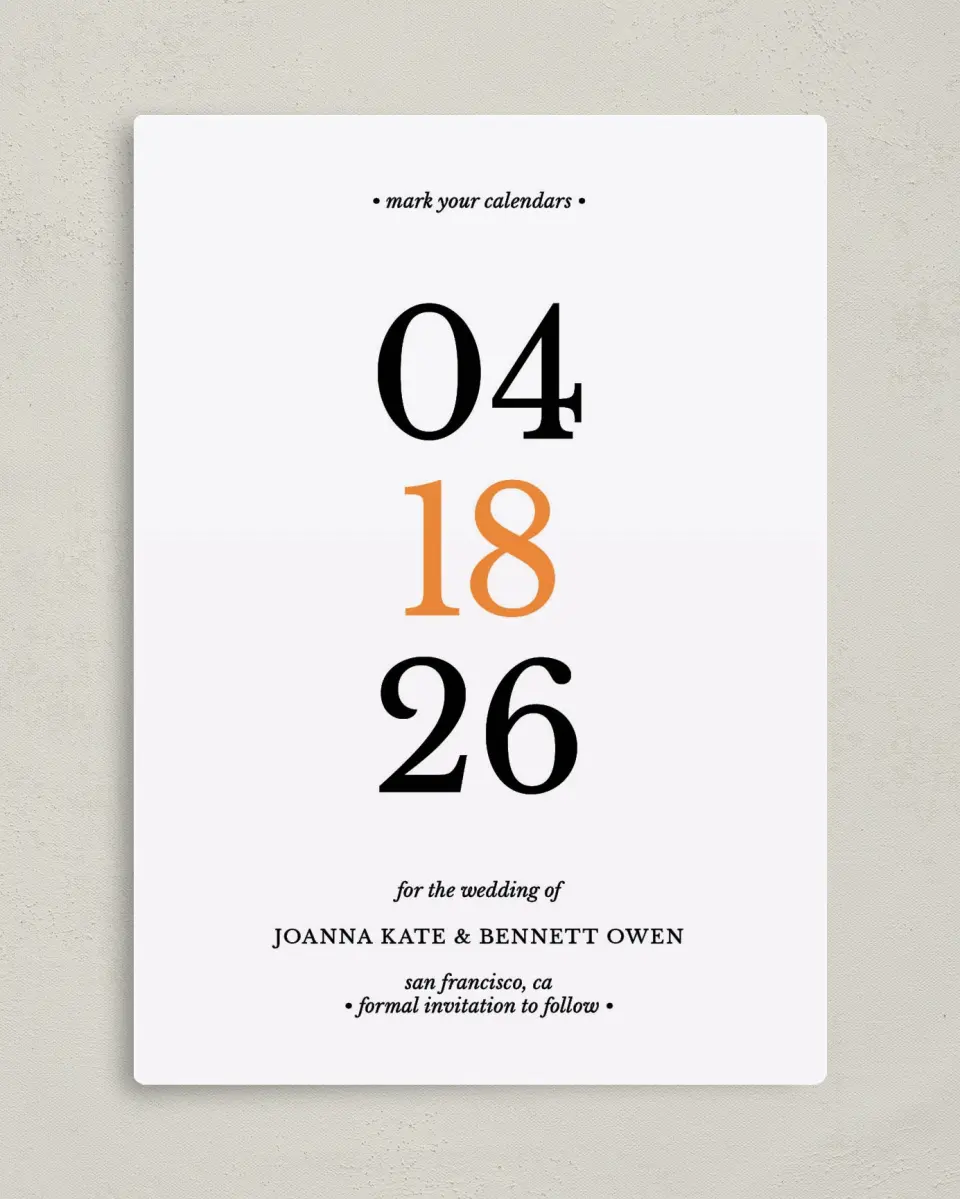 This is a 5" x 7" Save the Date Magnet called Let's Do This printed in full color with a Luxe Satin finish