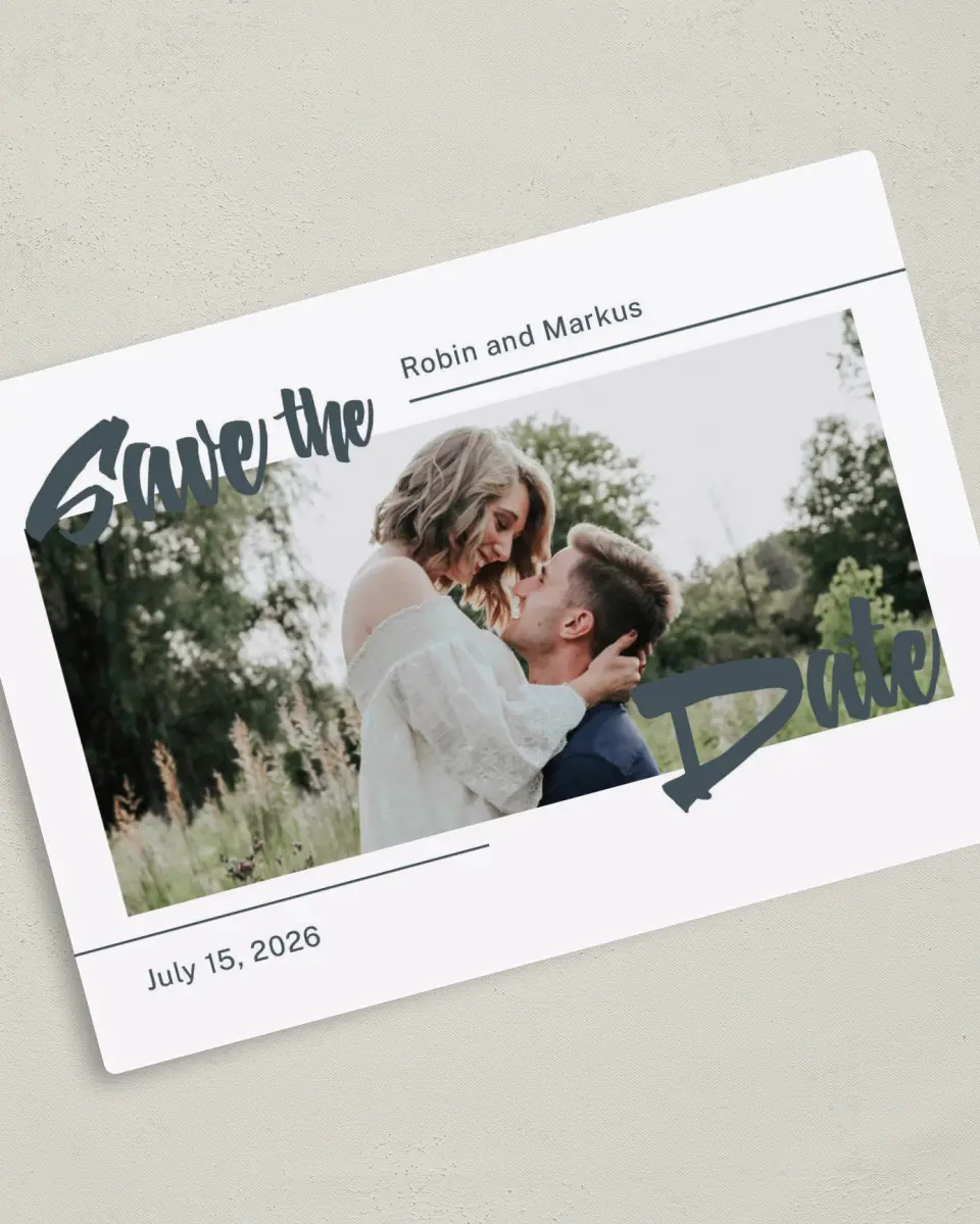 This is a 5" x 7" Save the Date Magnet called Radiant Bliss printed in full color with a Luxe Satin finish