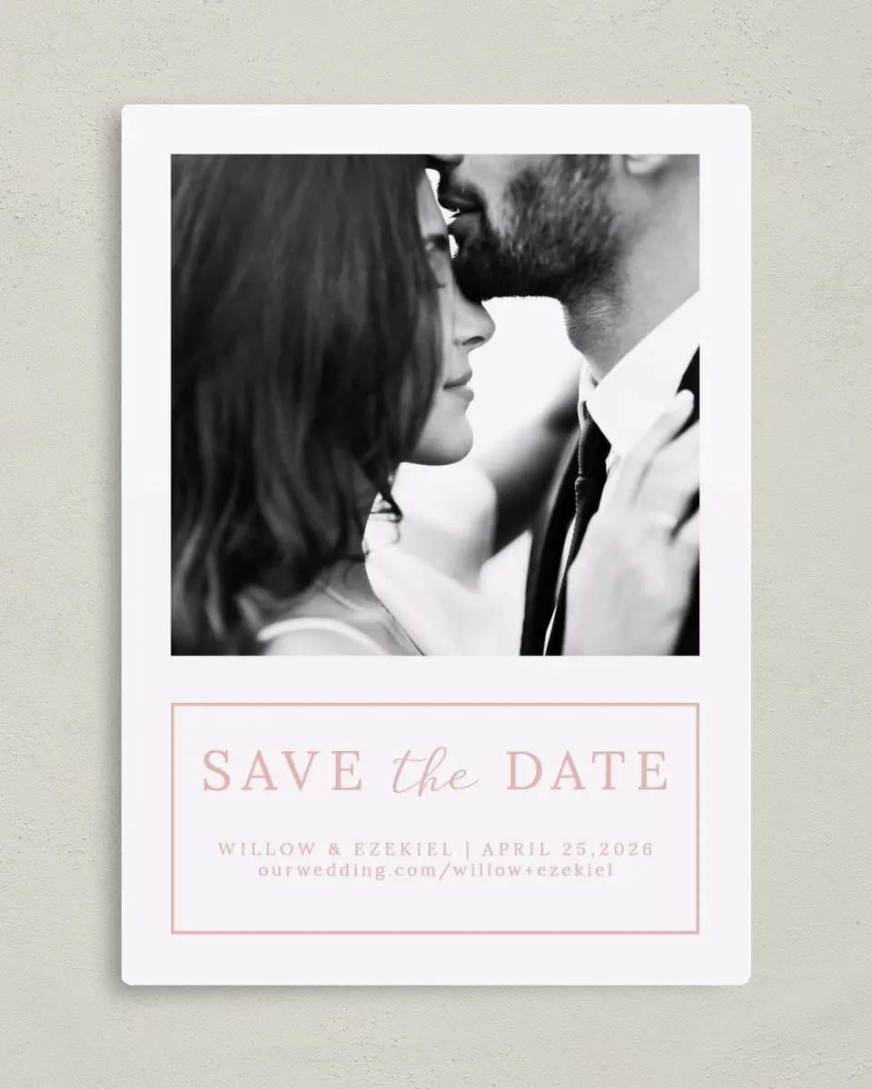 This is a 5" x 7" Save the Date Magnet called Fantasia Garden printed in full color with a Luxe Satin finish