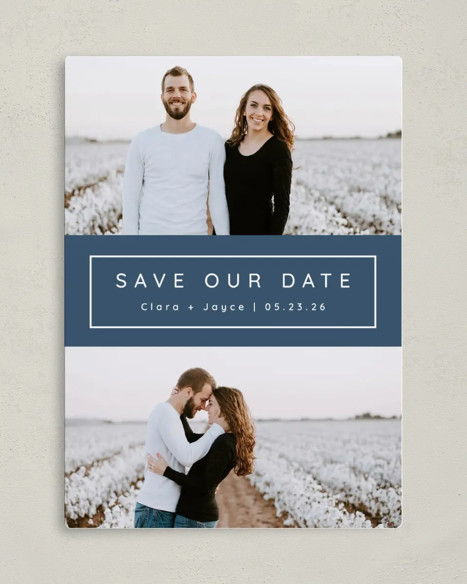 This is a 5" x 7" Save the Date Magnet called Field of Blooms printed in full color with a Luxe Satin finish