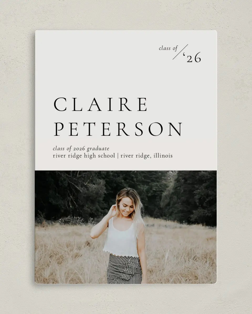 This is a 5" x 7" Graduation Announcement Magnet called Dashing Grad printed in full color with a Luxe Satin finish
