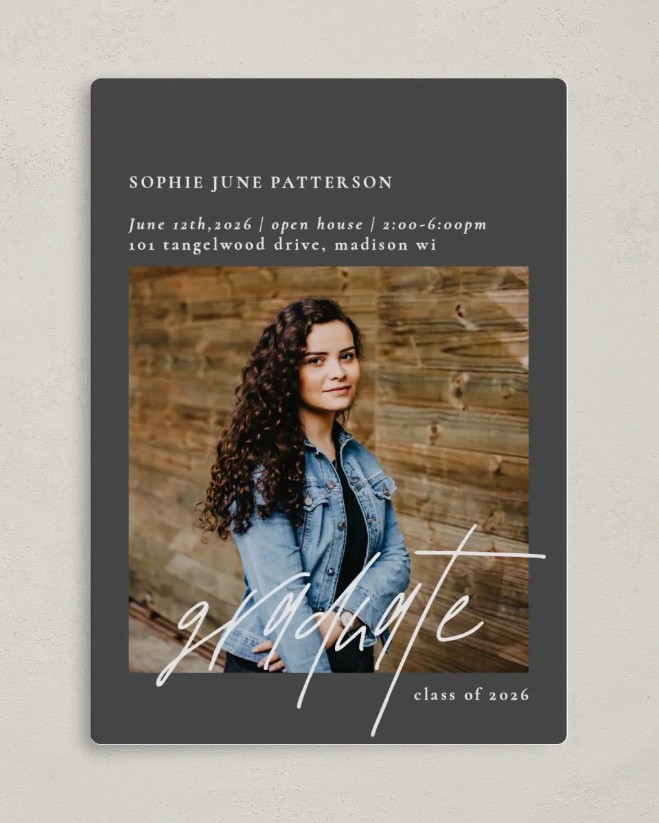 This is a 5" x 7" Graduation Announcement Magnet called Featured Graduate printed in full color with a Luxe Satin finish