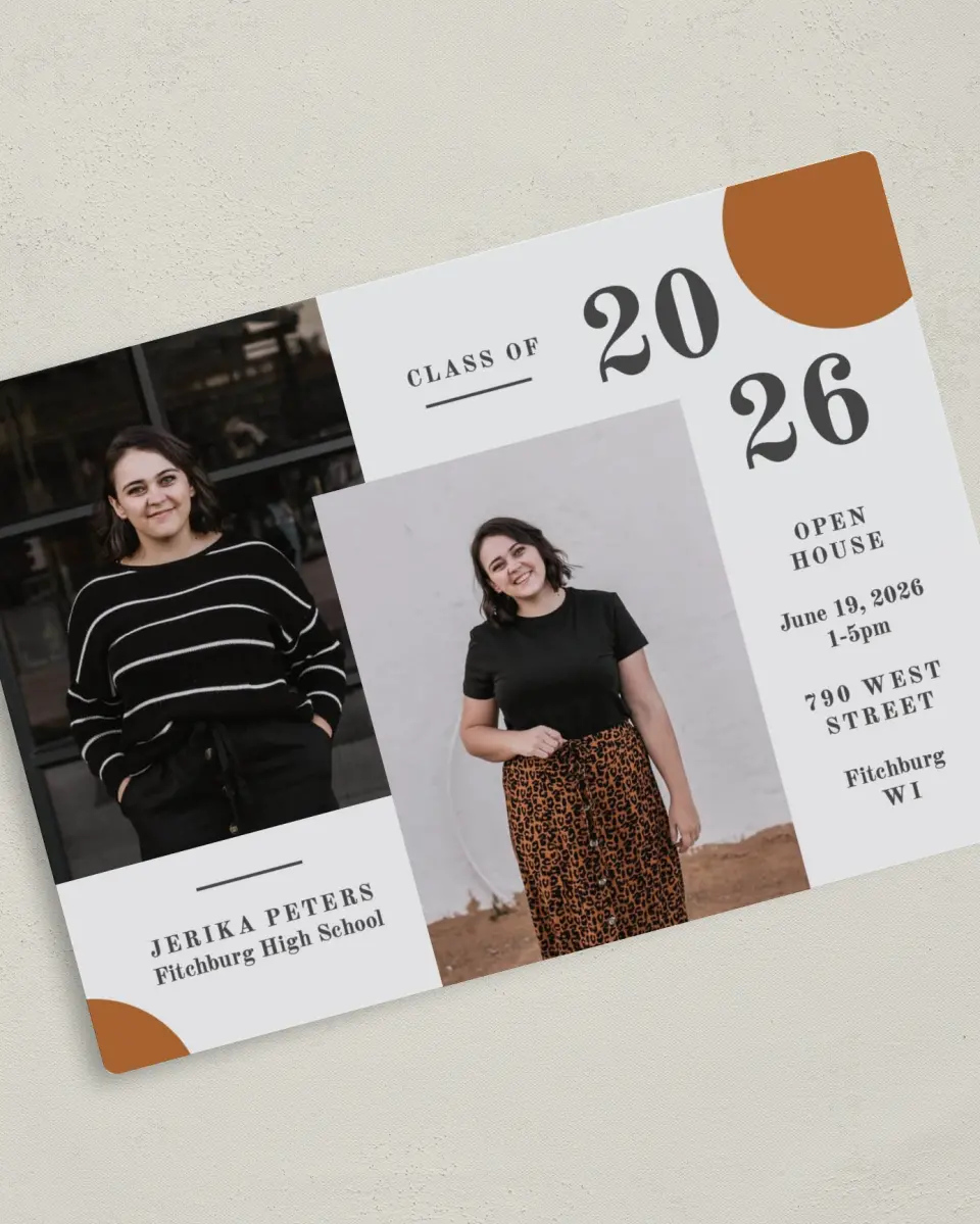 This is a 5" x 7" Graduation Announcement Magnet called Glory Age printed in full color with a Luxe Satin finish