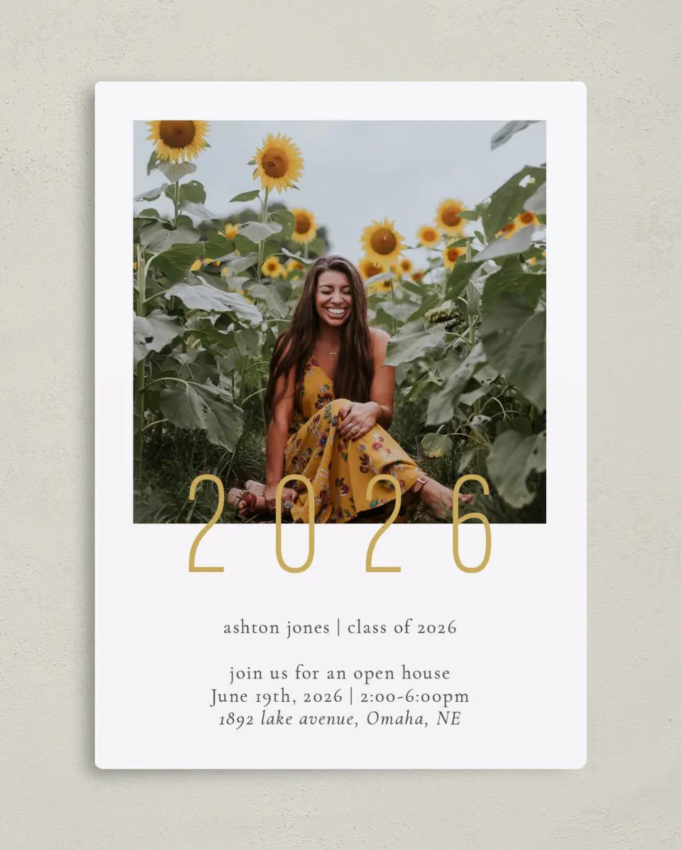 This is a 5" x 7" Graduation Announcement Magnet called Extraordinary Year printed in full color with a Luxe Satin finish