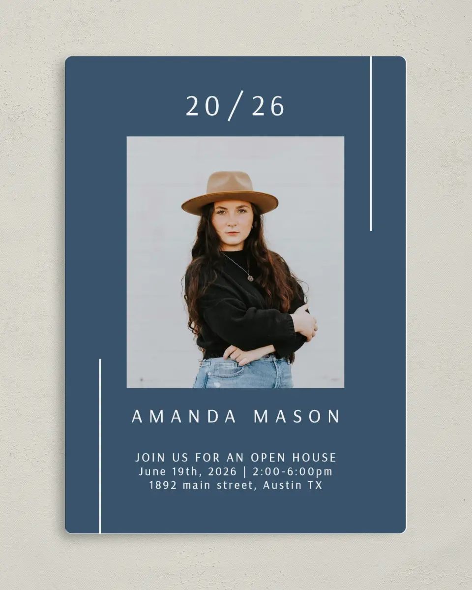 This is a 5" x 7" Graduation Announcement Magnet called Focused Student printed in full color with a Luxe Satin finish