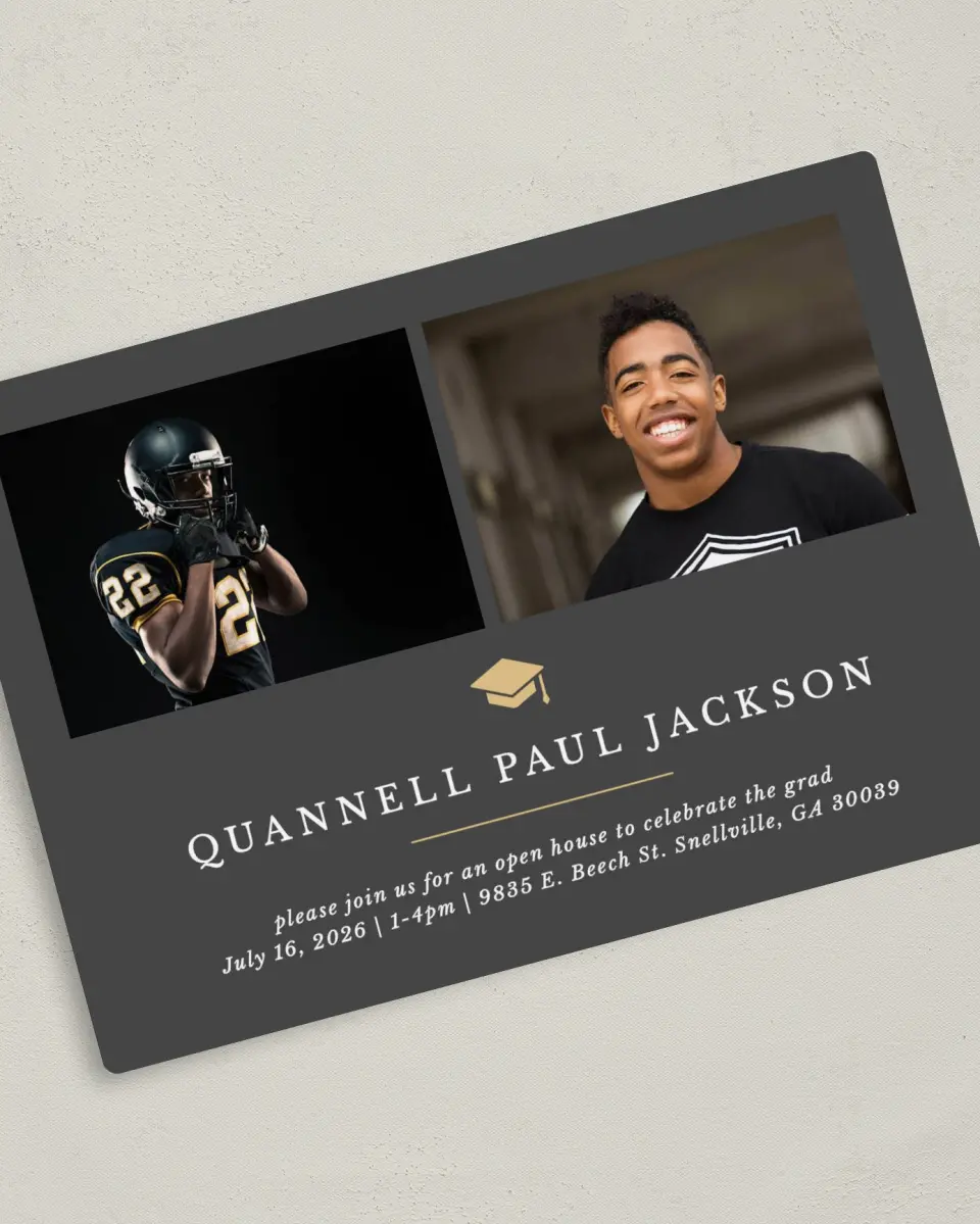 This is a 5" x 7" Graduation Announcement Magnet called Humble Cap printed in full color with a Luxe Satin finish