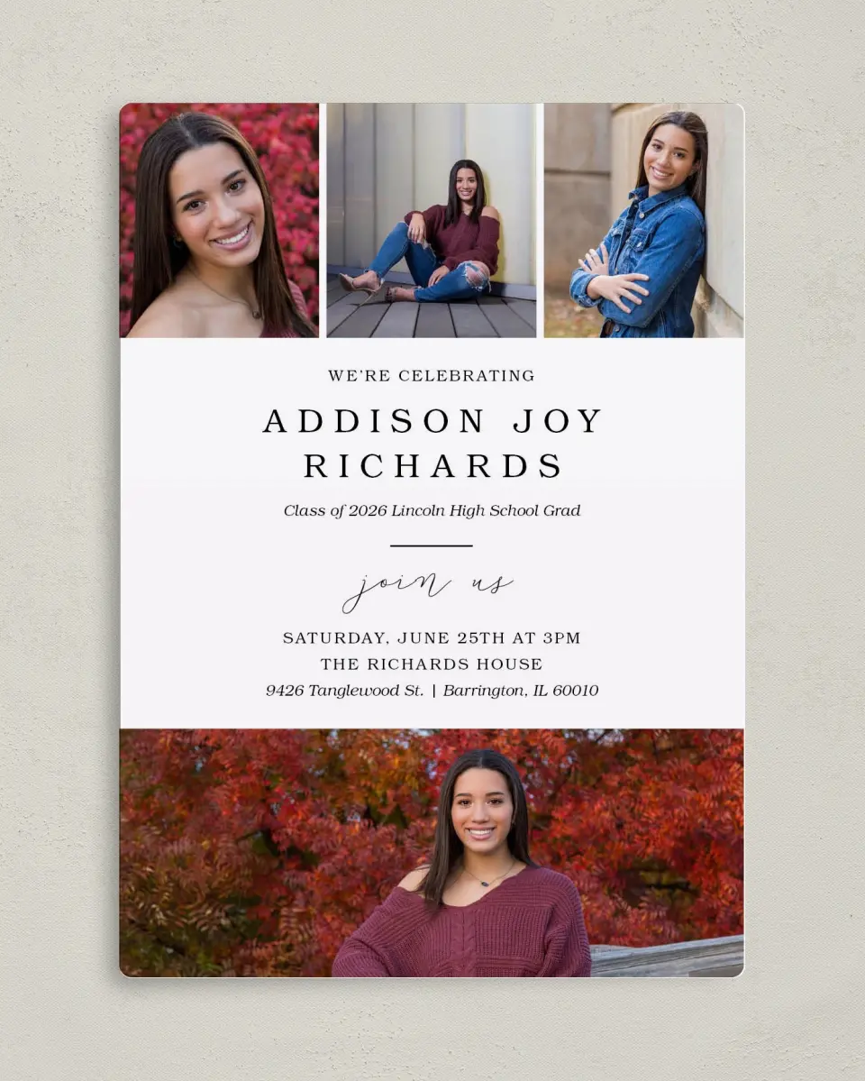 This is a 5" x 7" Graduation Announcement Magnet called Proud Moment printed in full color with a Luxe Satin finish
