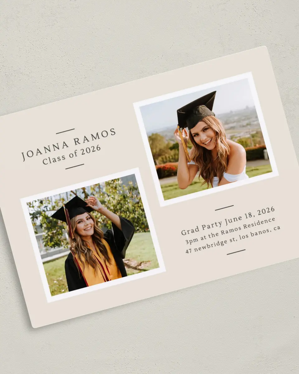 This is a 5" x 7" Graduation Announcement Magnet called Classy Year printed in full color with a Luxe Satin finish