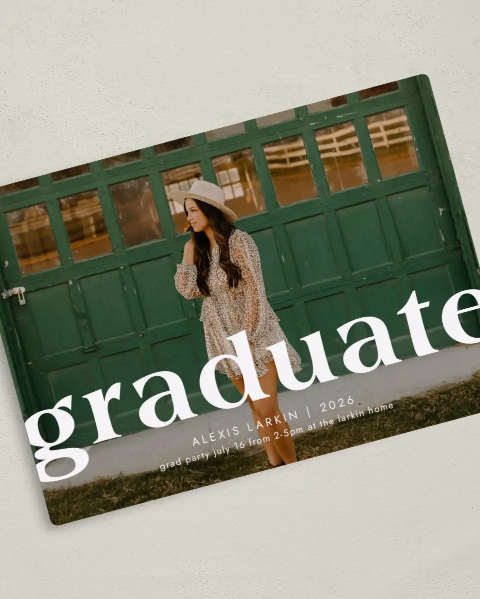 This is a 5" x 7" Graduation Announcement Magnet called Bold Scholar printed in full color with a Luxe Satin finish