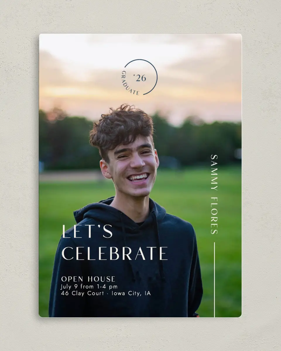 This is a 5" x 7" Graduation Announcement Magnet called Bold Badge printed in full color with a Luxe Satin finish