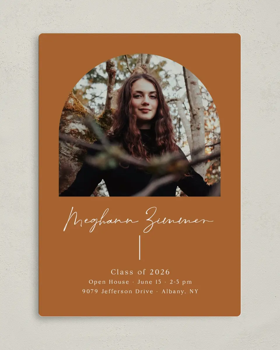 This is a 5" x 7" Graduation Announcement Magnet called Simple Signature printed in full color with a Luxe Satin finish