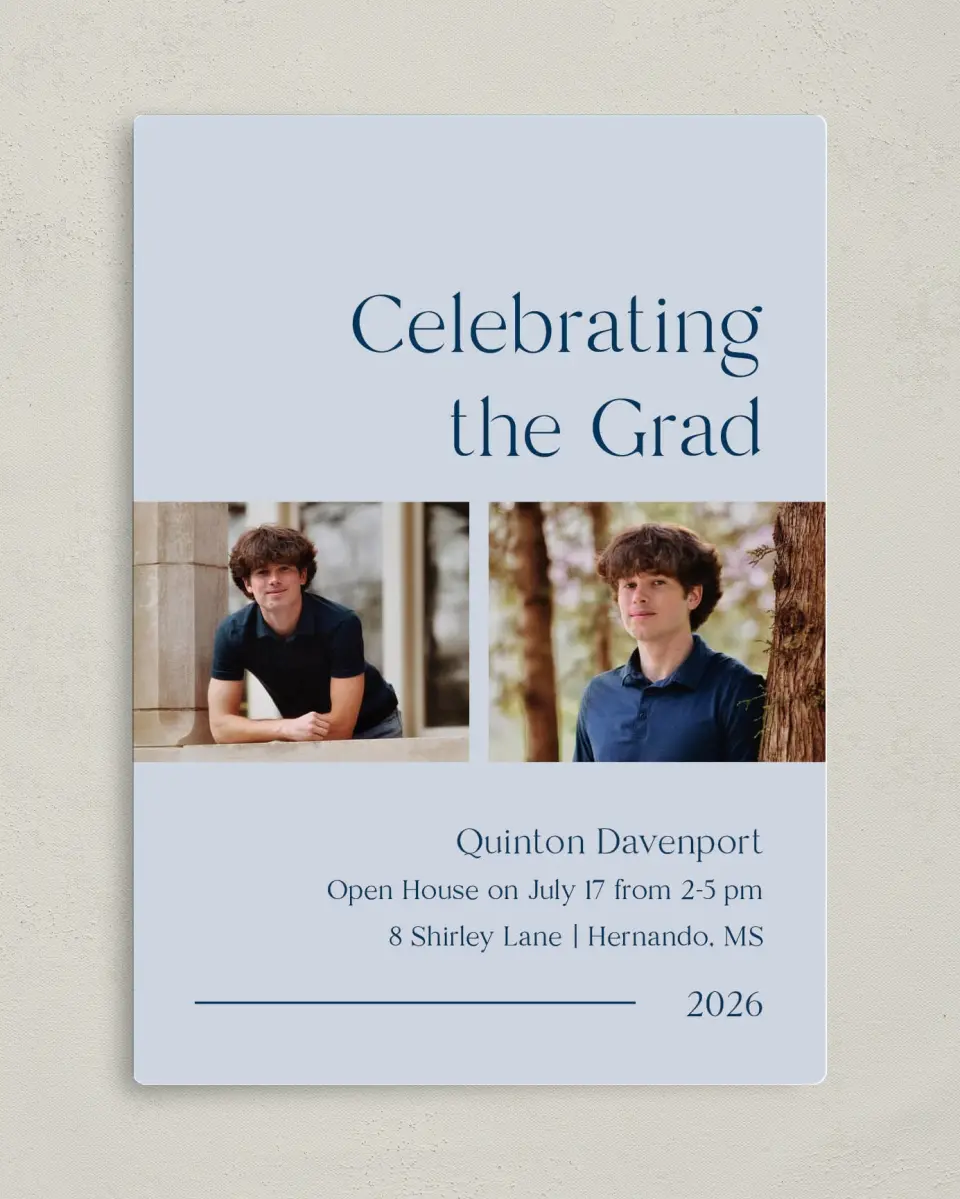 This is a 5" x 7" Graduation Announcement Magnet called Honored Grad printed in full color with a Luxe Satin finish