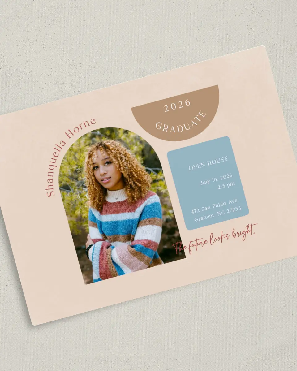 This is a 5" x 7" Graduation Announcement Magnet called Scholarly Shapes printed in full color with a Luxe Satin finish