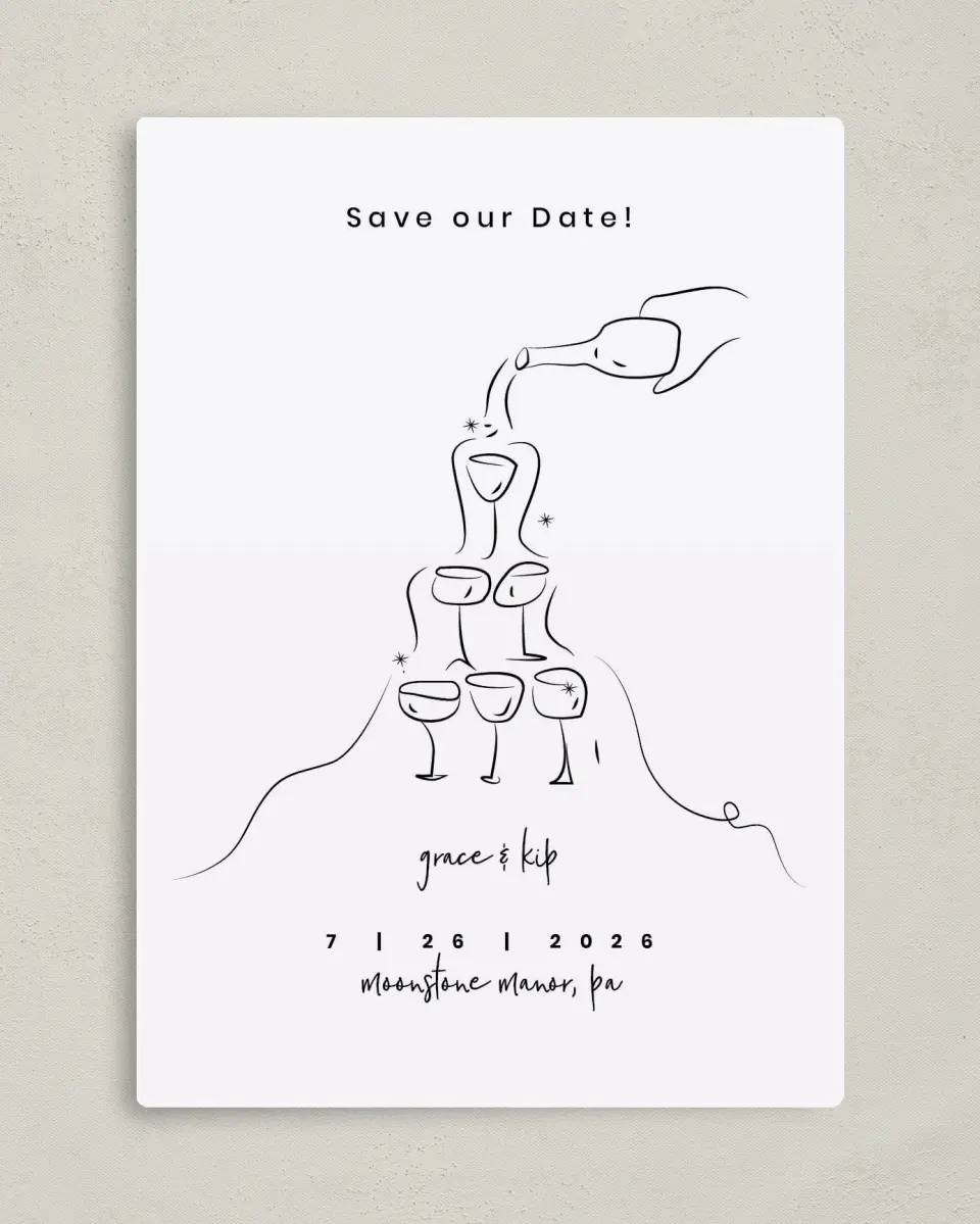 This is a 5" x 7" Save the Date Magnet called Love Overflows printed in full color with a Luxe Satin finish