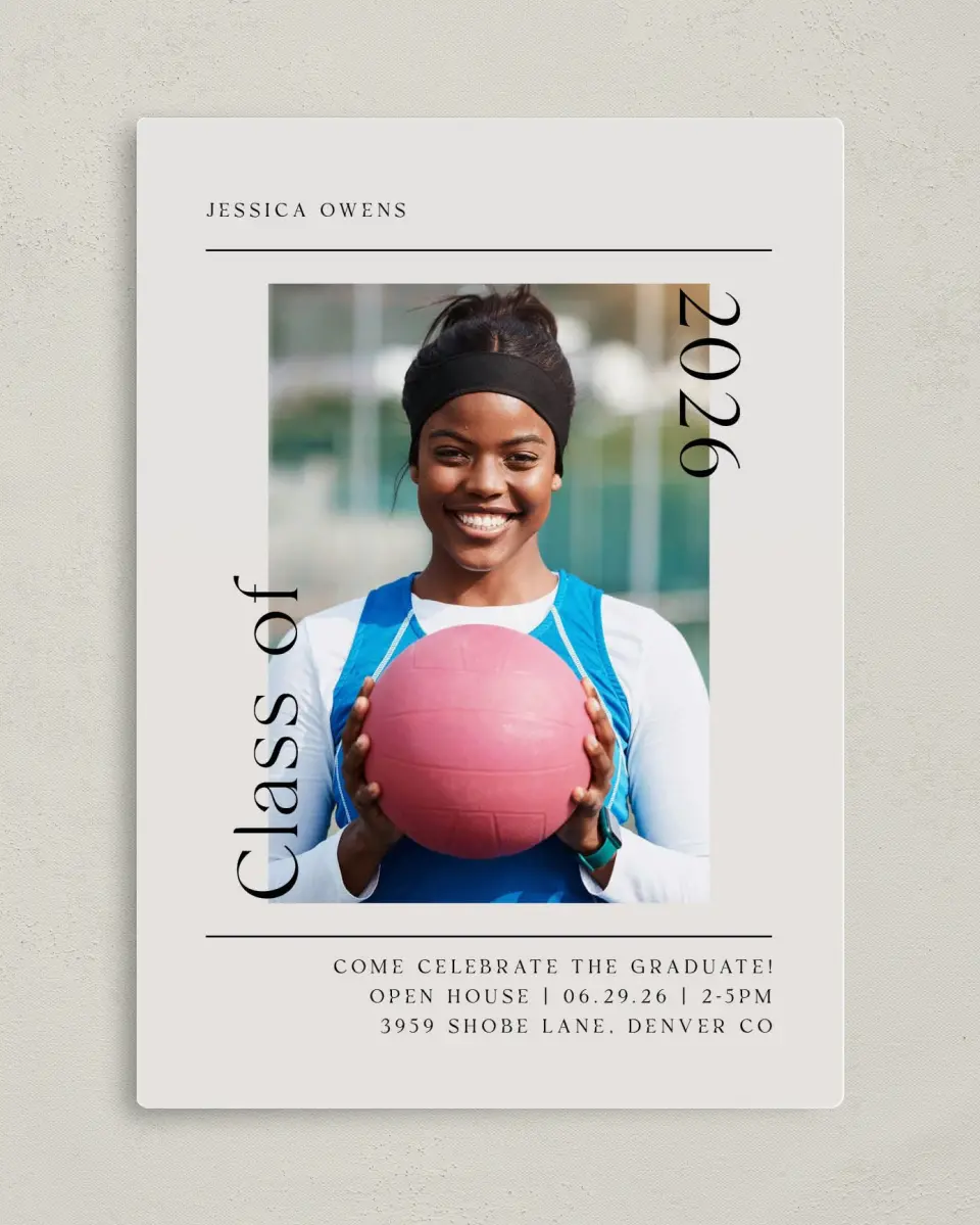 This is a 5" x 7" Graduation Announcement Magnet called Start of Something New printed in full color with a Luxe Satin finish