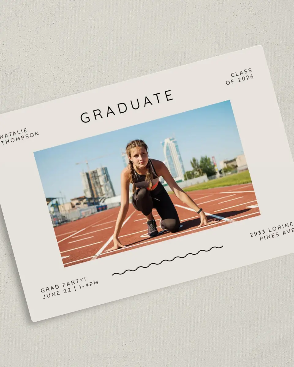 This is a 5" x 7" Graduation Announcement Magnet called Celebration Chic printed in full color with a Luxe Satin finish
