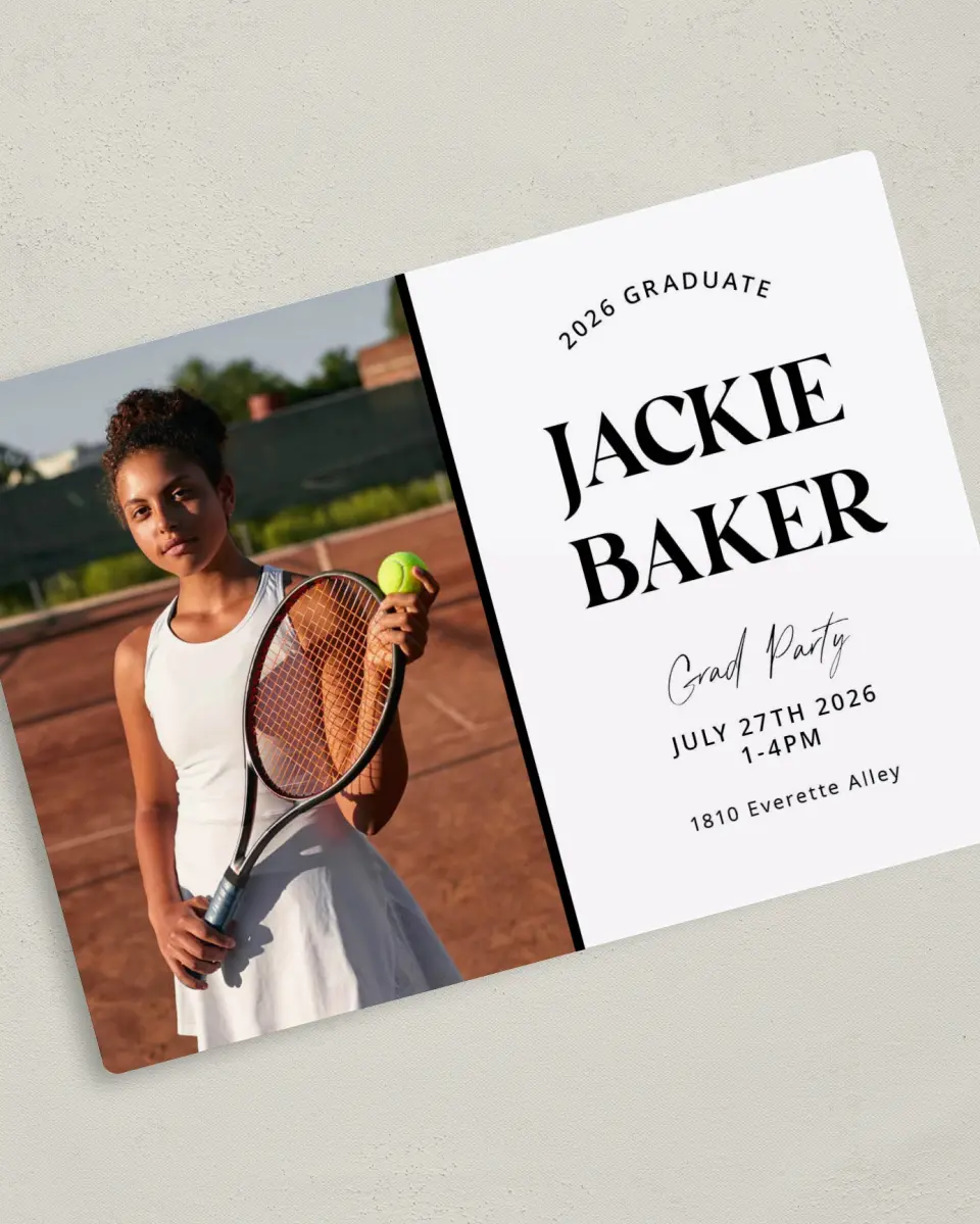 This is a 5" x 7" Graduation Announcement Magnet called Class Confidence printed in full color with a Luxe Satin finish
