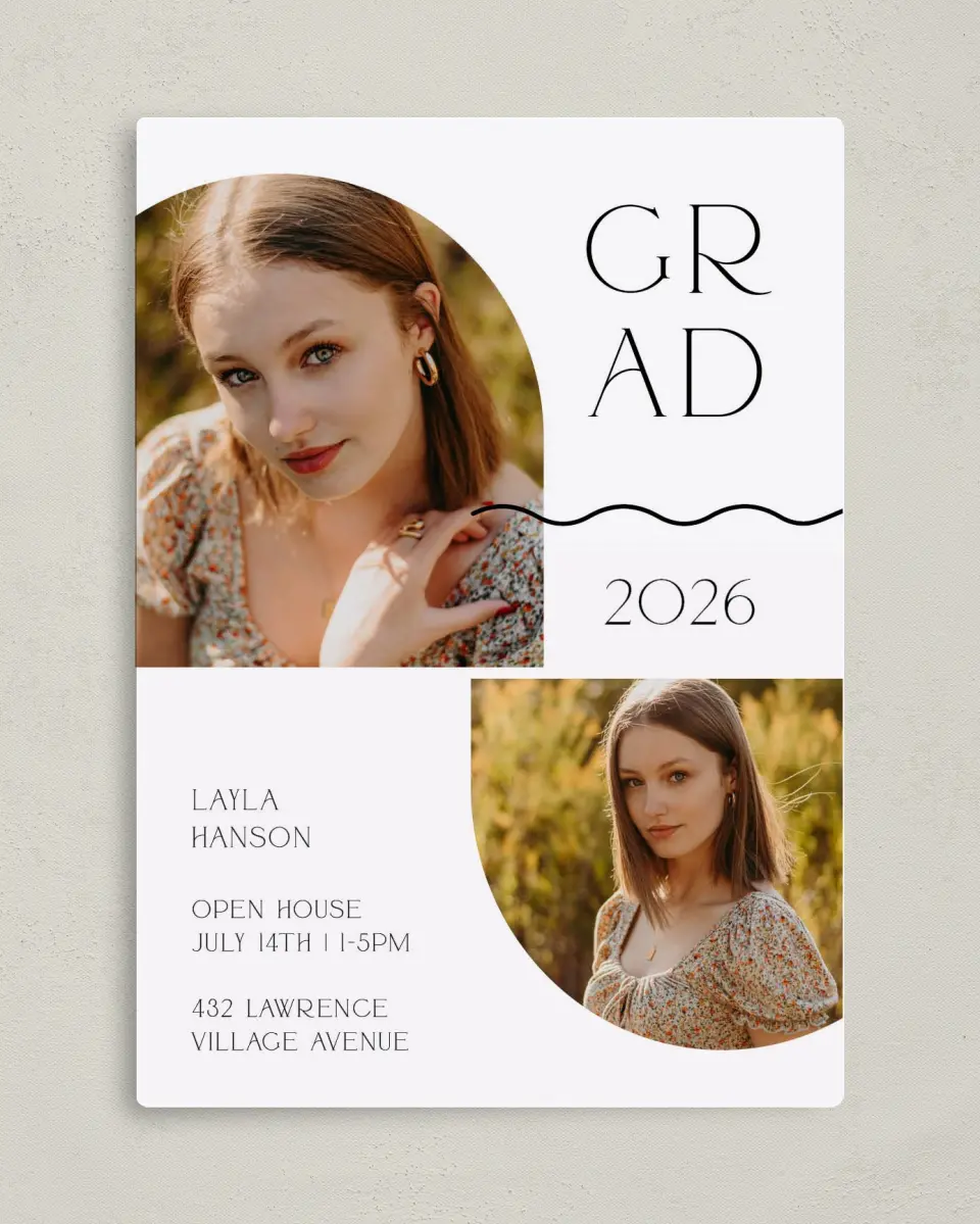 This is a 5" x 7" Graduation Announcement Magnet called Beyond Blessed printed in full color with a Luxe Satin finish