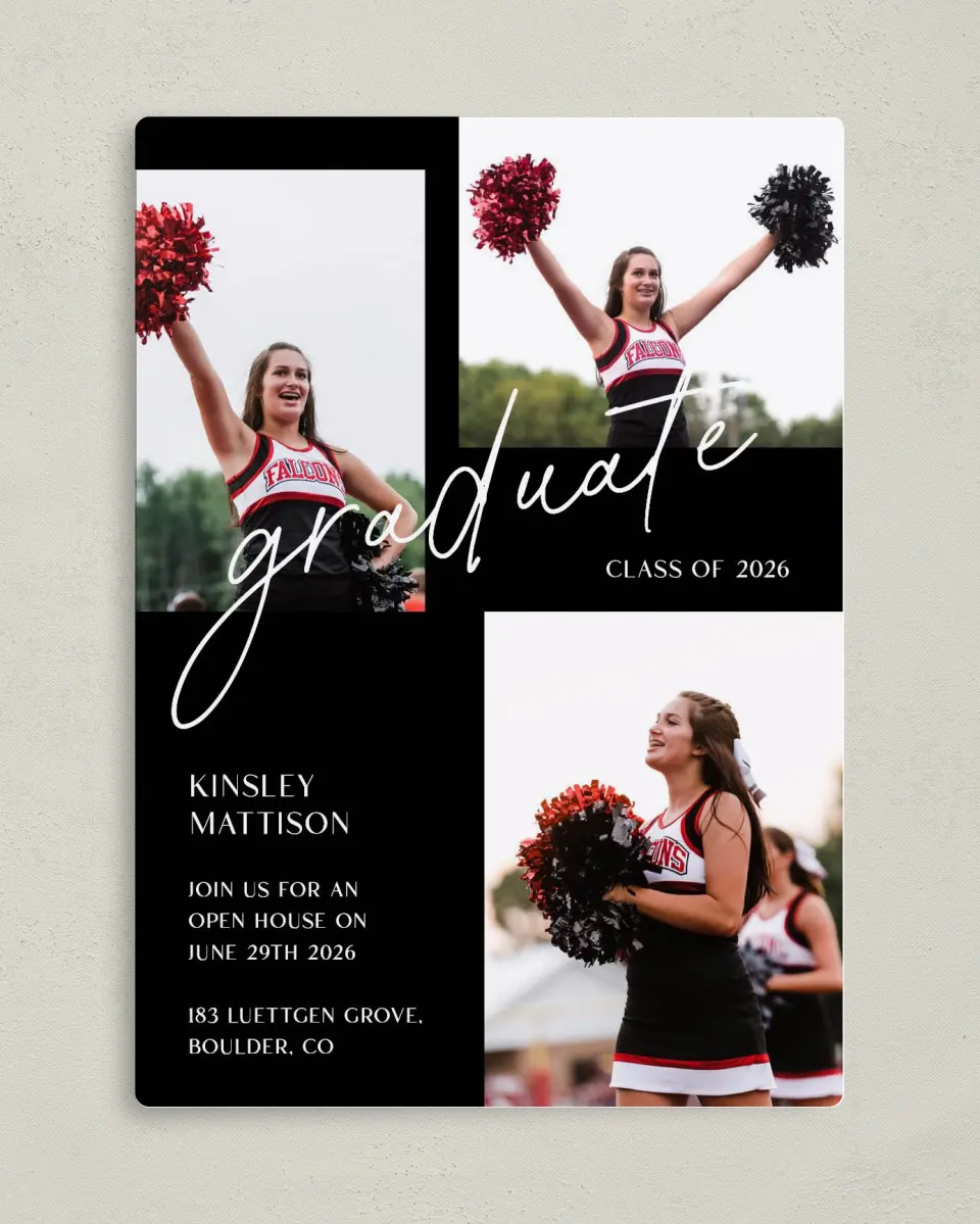 This is a 5" x 7" Graduation Announcement Magnet called A New Chapter printed in full color with a Luxe Satin finish