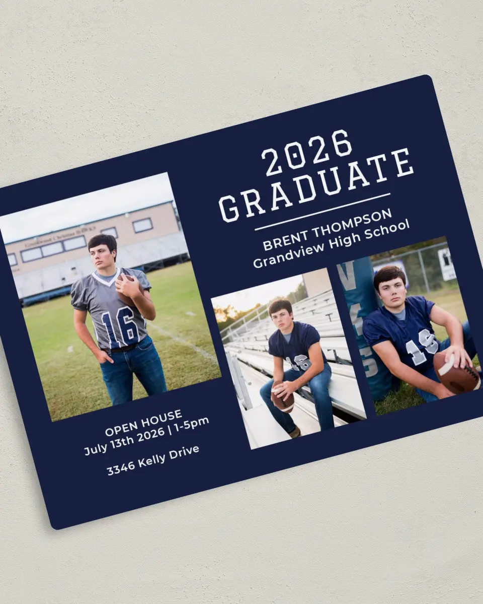 This is a 5" x 7" Graduation Announcement Magnet called Classic Celebration printed in full color with a Luxe Satin finish