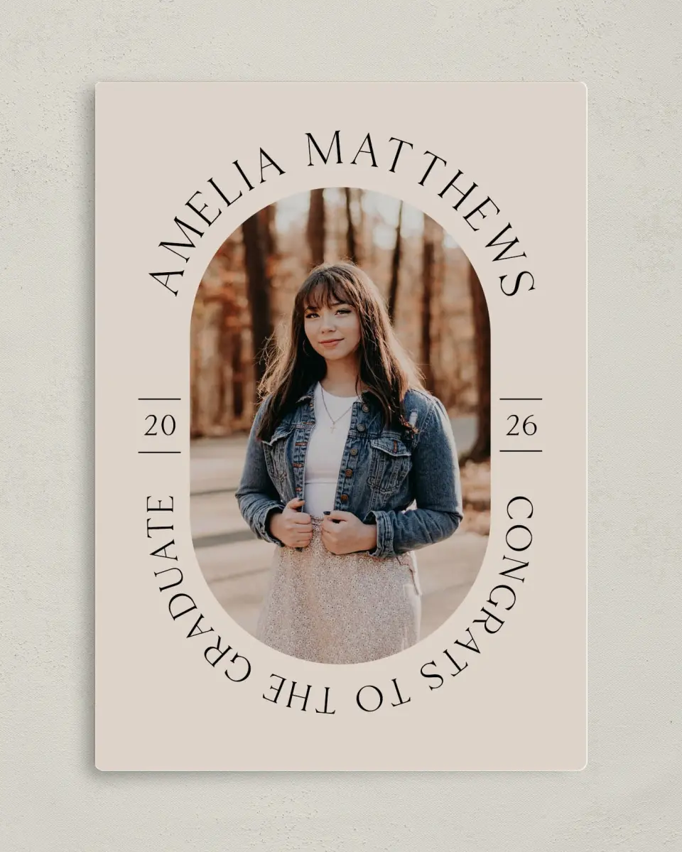 This is a 5" x 7" Graduation Announcement Magnet called Time To Shine printed in full color with a Luxe Satin finish