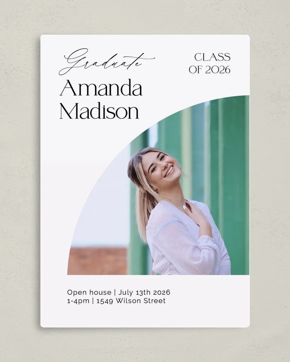 This is a 5" x 7" Graduation Announcement Magnet called Growing and Glowing printed in full color with a Luxe Satin finish