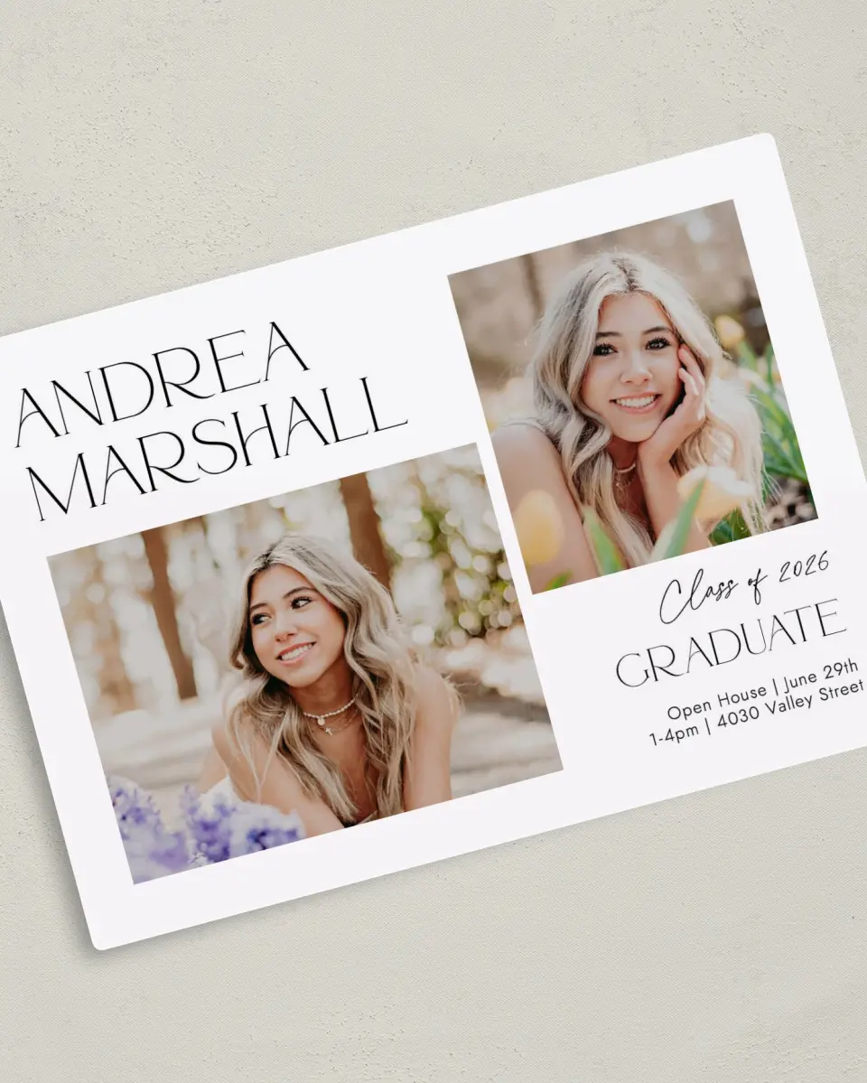 This is a 5" x 7" Graduation Announcement Magnet called Love This Little Life printed in full color with a Luxe Satin finish