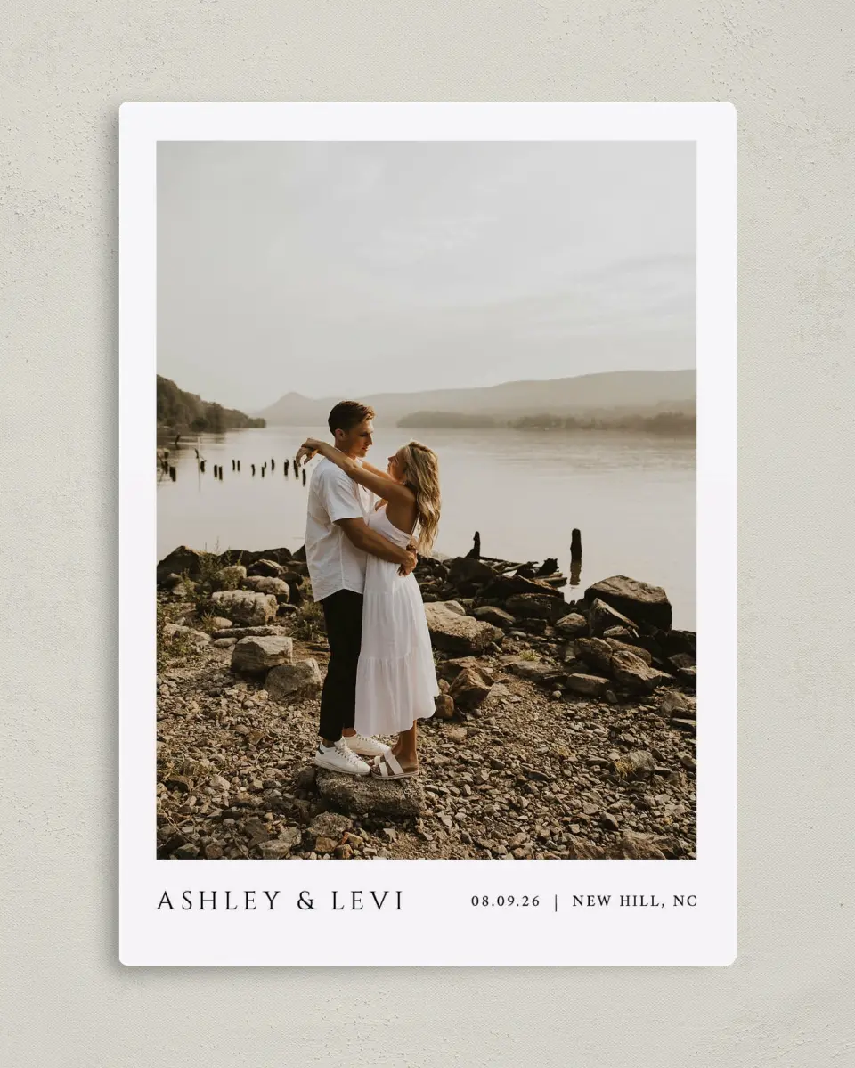 This is a 5" x 7" Save the Date Magnet called Classic Romance printed in full color with a Luxe Satin finish
