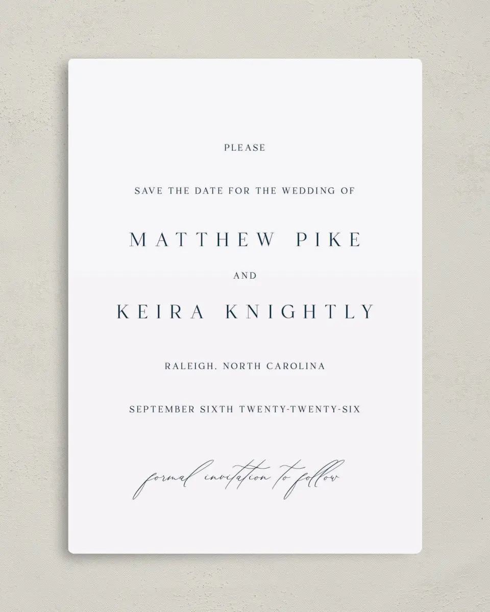 This is a 5" x 7" Save the Date Magnet called Bridge To Love printed in full color with a Luxe Satin finish